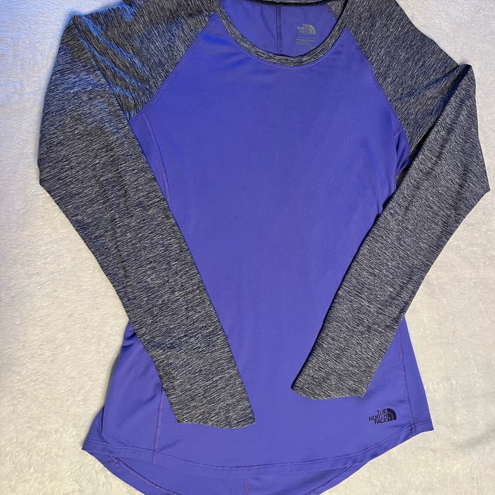 The North Face Purple and Heather Gray Raglan Long-Sleeve Top